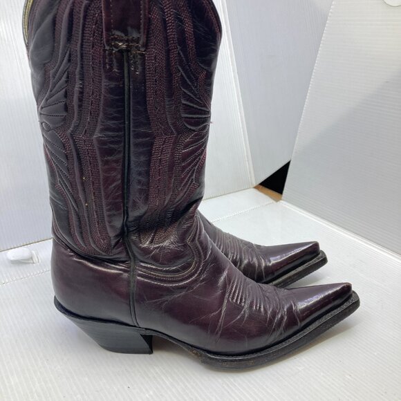 MEZCALERO Mexico western cowboy burgundy womens boots sz 5 1/2 EE - Picture 2 of 9